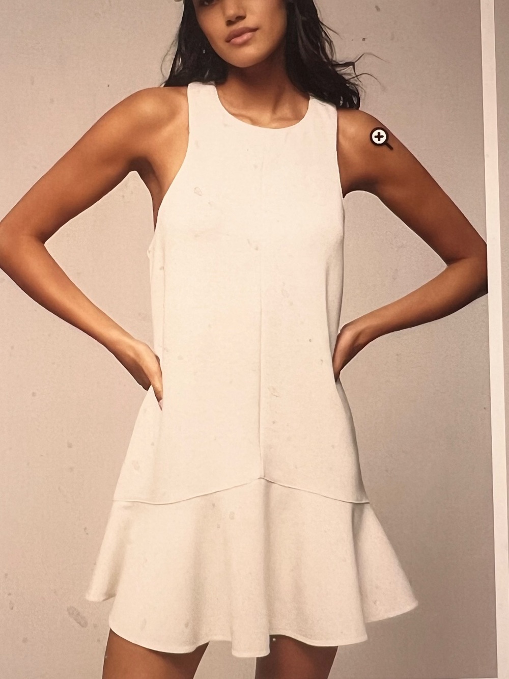 Anthropology Sleeveless Cream Ruffle-Hem Women's Dress. Size XS.